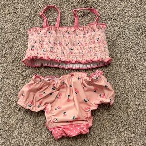 Pink Cherry Print girls 4T Swimwear Set